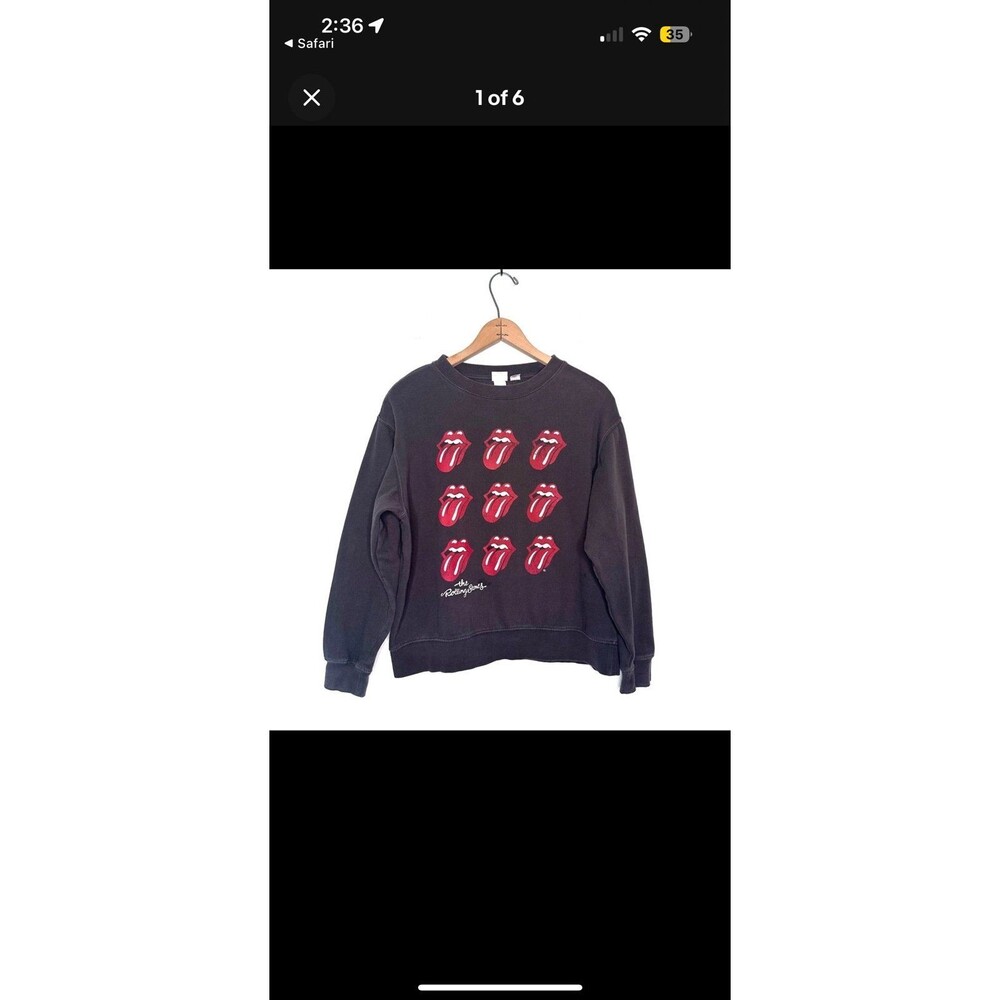 Woman's Rolling Stones sweatshirt pullover like new H&M brand size L 60% cotton